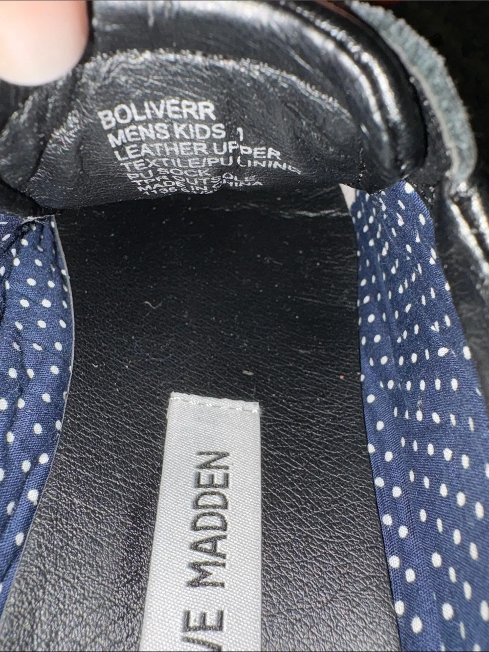 Steve Madden Black Leather Kids Lace-Up Dress Shoes
